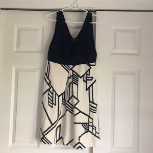 Navy and white cotton dress